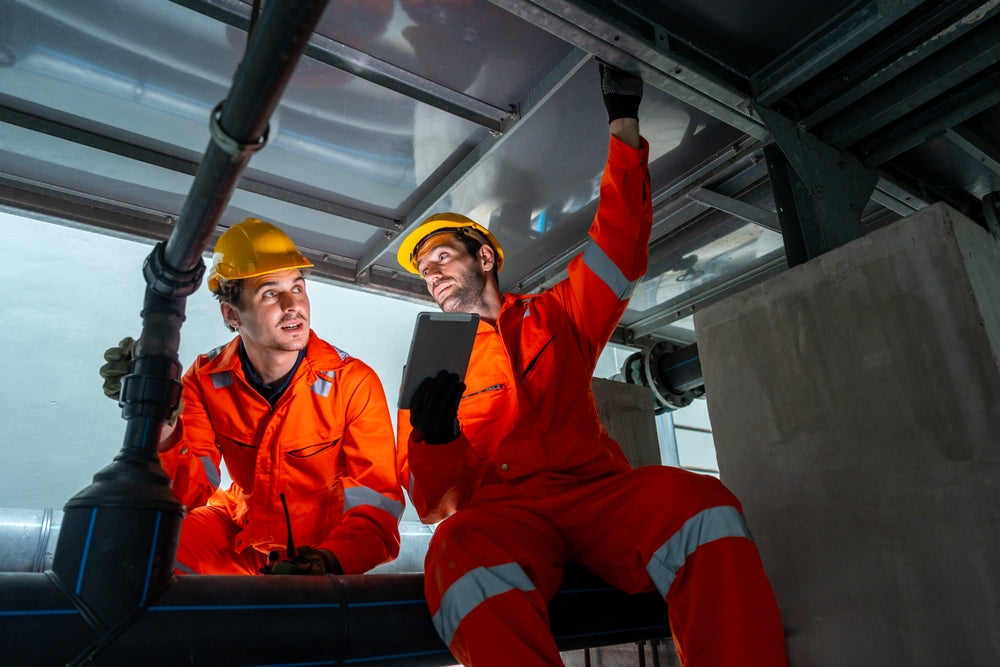 A Team of Plumbers Working on a Project